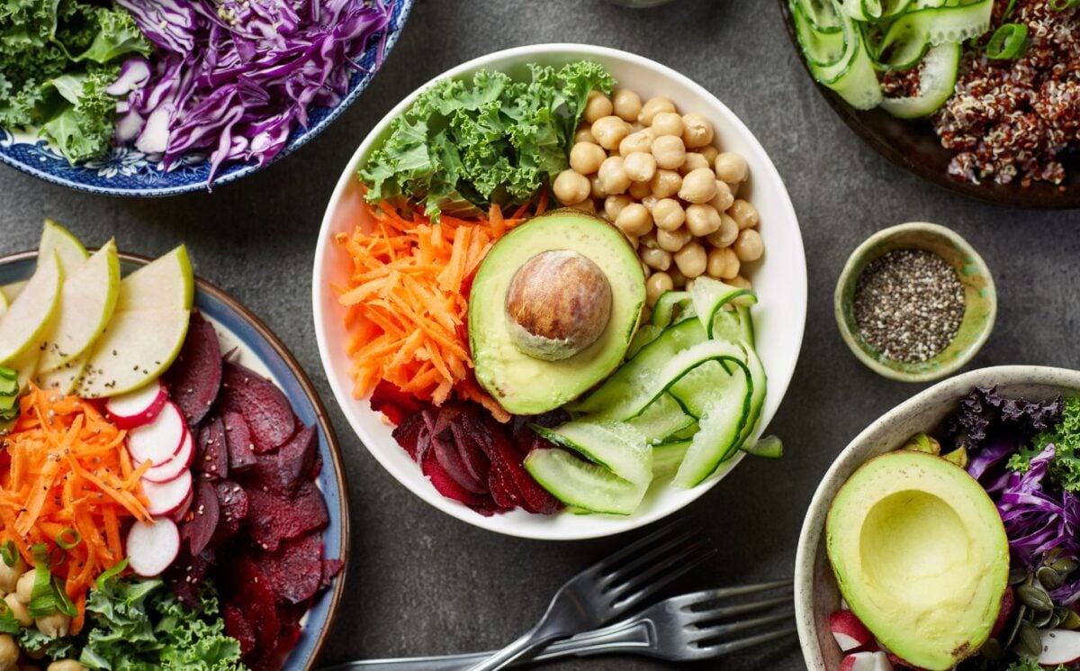 A selection of plant-based food products