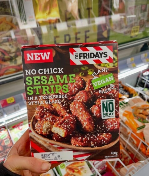 A pack of vegan chicken from the Iceland and TGI Fridays